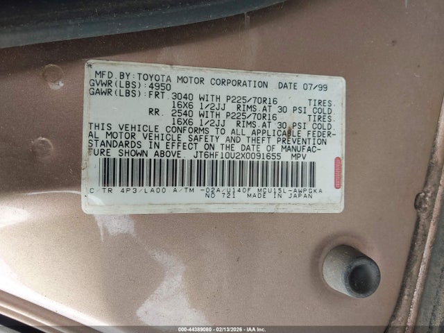 1999 LEXUS RX 300 JT6HF10U2X0091655 Photo 8