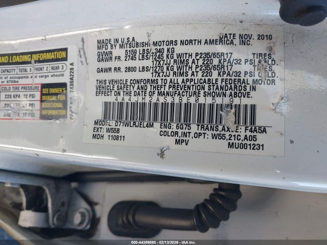 2011 MITSUBISHI ENDEAVOR 4A4JM2AS3BE015191 Photo 8