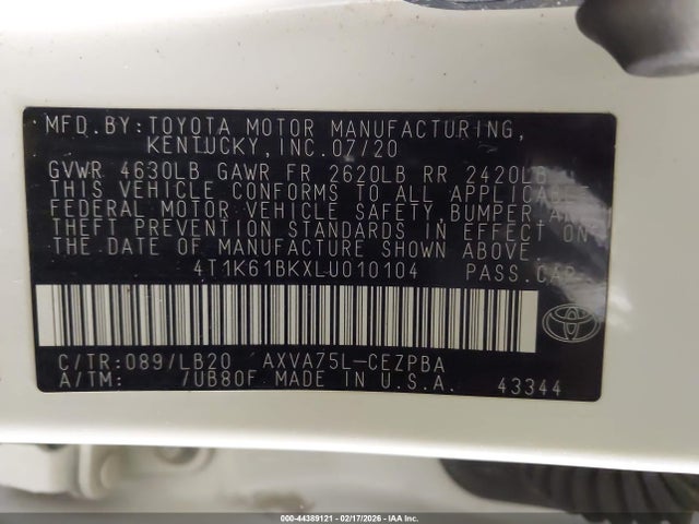 4T1K61BKXLU010104 Toyota Camry Xse Awd