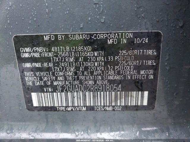 Продаж на аукціоні авто 2024 Subaru Crosstrek Premium, vin: JF2GUADC2R8918054, номер лоту: 44389147