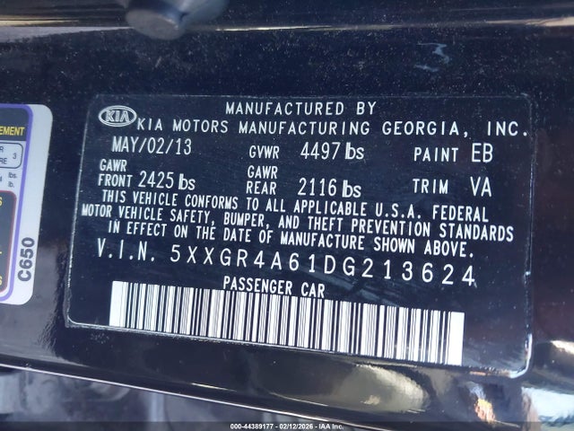 2013 KIA OPTIMA 5XXGR4A61DG213624 Photo 8