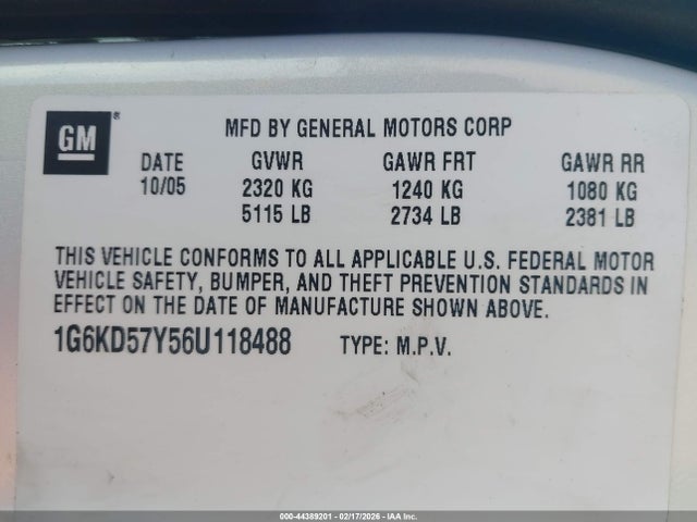 2006 CADILLAC DTS 1G6KD57Y56U118488 Photo 8