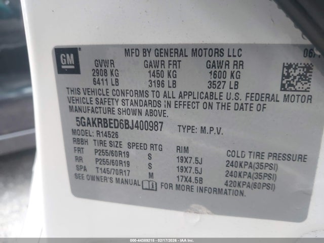 2011 BUICK ENCLAVE 5GAKRBED6BJ400987 Photo 8
