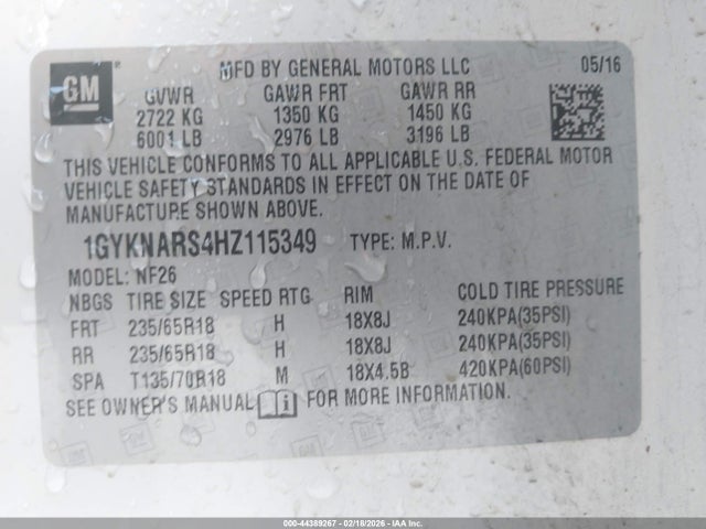 2017 CADILLAC XT5 1GYKNARS4HZ115349 Photo 8