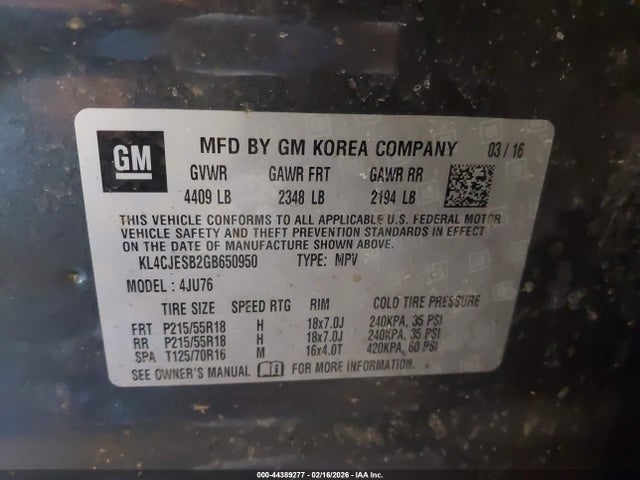 Aukcja sprzedaży 2016 Buick Encore, vin: KL4CJESB2GB650950, numer aukcji: 44389277