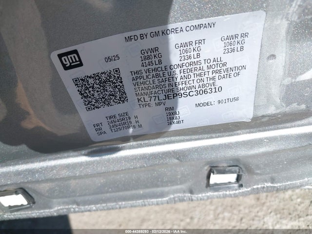 KL77LJEP9SC306310 Chevrolet Trax Fwd 2rs