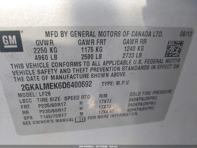 2013 GMC TERRAIN 2GKALMEK6D6400692 Photo 8