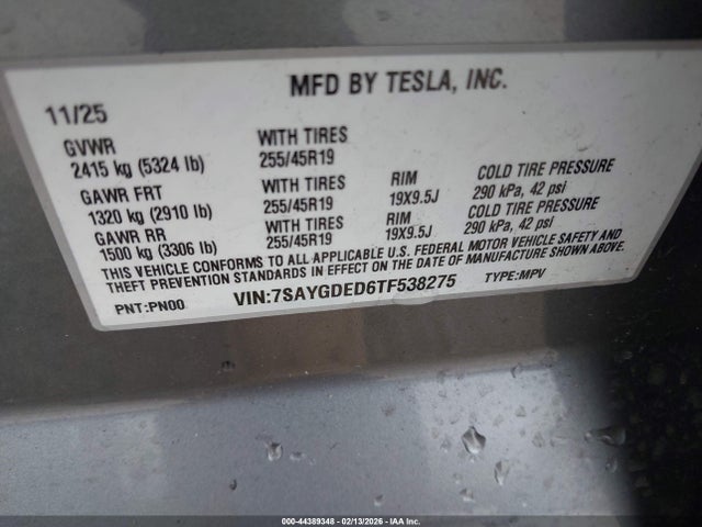 2026 TESLA MODEL Y 7SAYGDED6TF538275 Photo 8