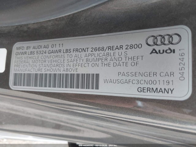 2012 AUDI A7 WAUSGAFC3CN001191 Photo 8