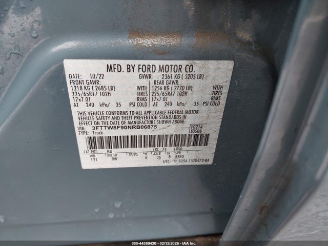 Ford Maverick Xl 2022 3FTTW8F90NRB06875 Image 9