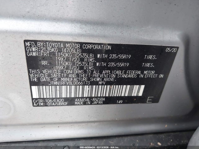 JTMN1RFV8LD066173 Toyota Rav4 Limited