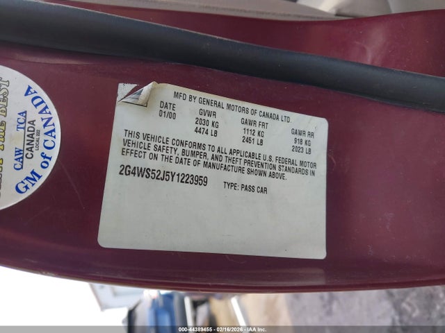 2000 BUICK CENTURY 2G4WS52J5Y1223959 Photo 8