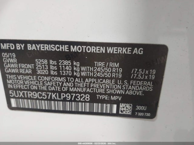 Aukcja sprzedaży 2019 Bmw X3 Xdrive30i, vin: 5UXTR9C57KLP97328, numer aukcji: 44389556