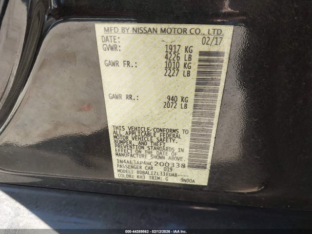 1N4AL3AP4HC200338 Nissan Altima 2.5 Sv
