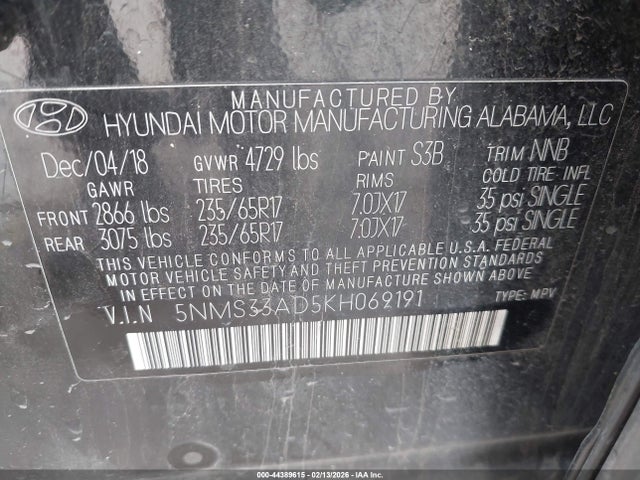 Hyundai Santa Fe Sel 2019 5NMS33AD5KH069191 Image 9