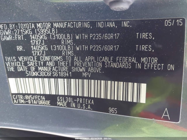 2015 TOYOTA SIENNA 5TDKK3DC6FS618941 Photo 8