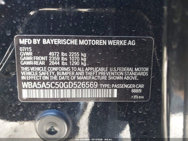 BMW 528I 2016 WBA5A5C50GD526569 Image 9