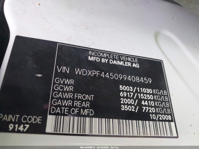 2009 Dodge Sprinter 3500 მანქანა იყიდება აუქციონზე, vin: WDXPF445099408459, აუქციონის ნომერი: 44389675