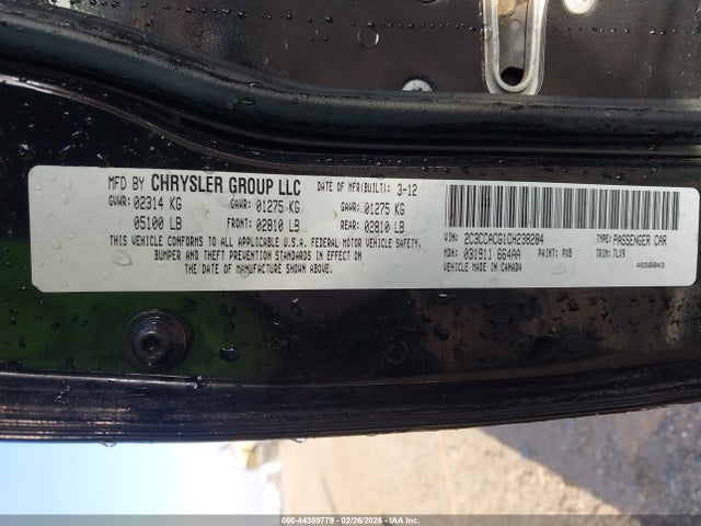 Aukcja sprzedaży 2012 Chrysler 300 Limited, vin: 2C3CCACG1CH238284, numer aukcji: 44389779