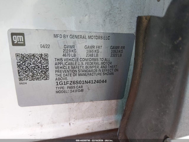 1G1FZ6S01N4124044 Chevrolet Bolt Euv Fwd Premier