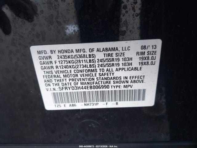 44389872 :رقم المزاد ، 5FRYD3H44EB006990 vin ، 2014 Acura Mdx Technology Package مزاد بيع