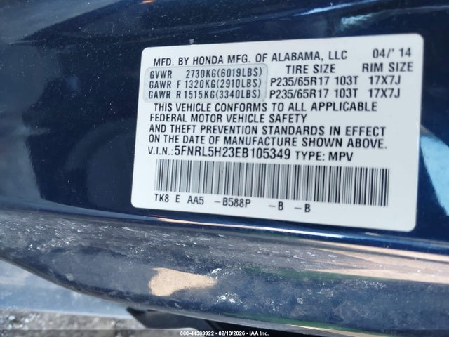 Honda ODYSSEY LX 2014 5FNRL5H23EB105349 Image 9