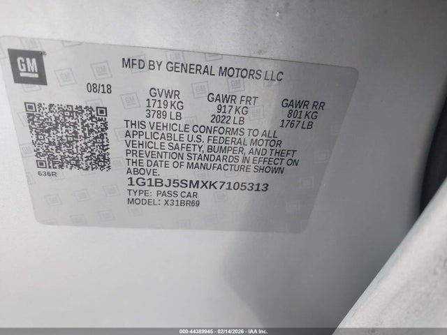 1G1BJ5SMXK7105313 Chevrolet Cruze Diesel