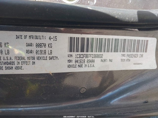 1C3CDFBB7FD368832 Dodge DART SXT