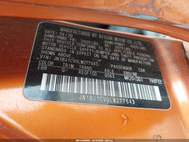 Продажа на аукционе авто 2020 Nissan Rogue Sport S Fwd Xtronic Cvt, vin: JN1BJ1CV0LW277643, номер лота: 44389956