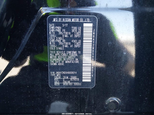 JN8AY2ND5H9008014 Nissan ARMADA SV