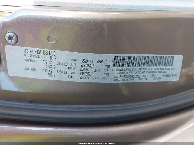 Aukcja sprzedaży 2017 Chrysler Pacifica Touring, vin: 2C4RC1DG4HR553182, numer aukcji: 44389980