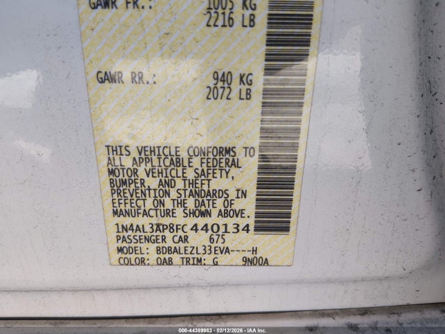Nissan Altima 2.5 S 2015 1N4AL3AP8FC440134 Image 9