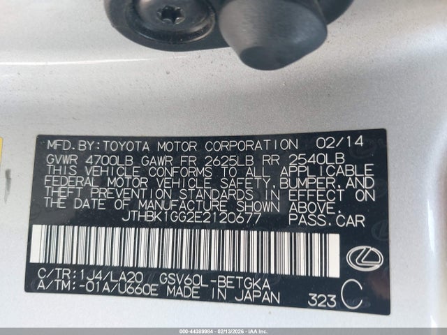 JTHBK1GG2E2120677 Lexus ES 350