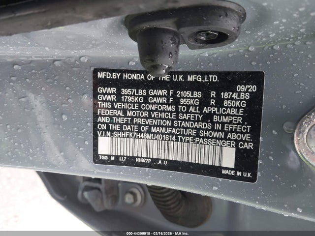 SHHFK7H48MU401614 Honda Civic Sport