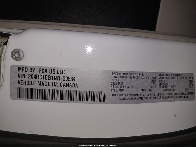 2C4RC1BG1NR150534 Chrysler Pacifica Touring L