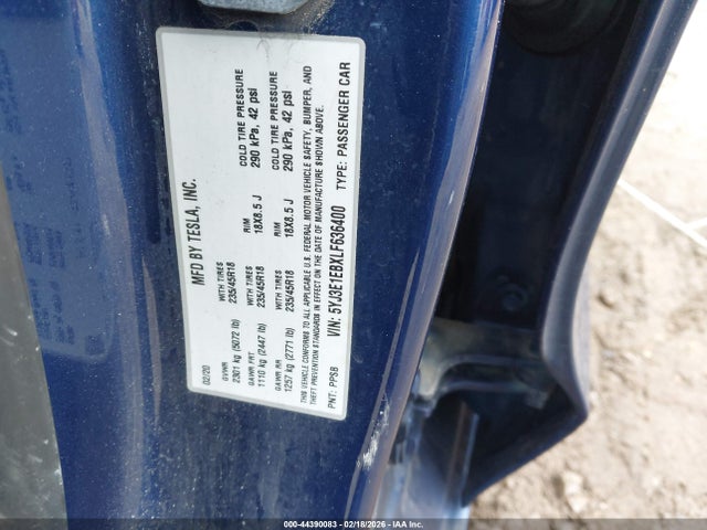 2020 Tesla Model 3 Long Range Dual Motor All-wheel Drive მანქანა იყიდება აუქციონზე, vin: 5YJ3E1EBXLF636400, აუქციონის ნომერი: 44390083