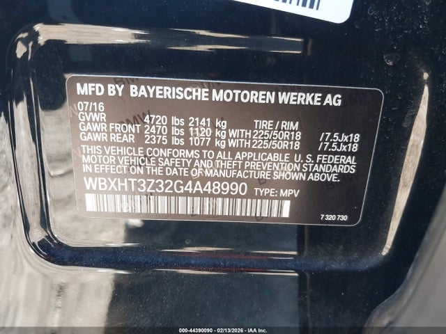 Aukcja sprzedaży 2016 Bmw X1 Xdrive28i, vin: WBXHT3Z32G4A48990, numer aukcji: 44390090