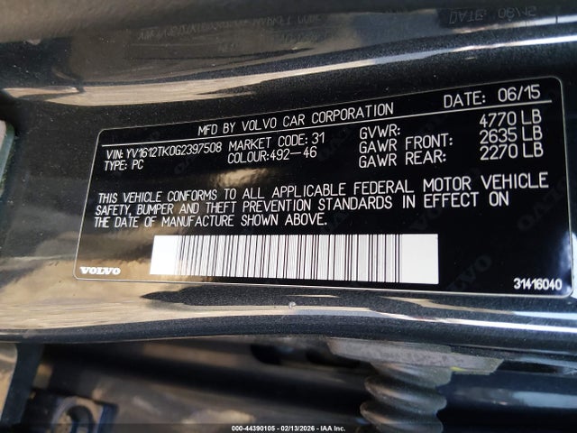 2016 VOLVO S60 YV1612TK0G2397508 Photo 8