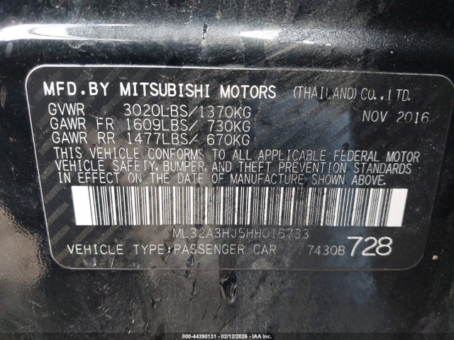 2017 MITSUBISHI MIRAGE ML32A3HJ5HH016733 Photo 8