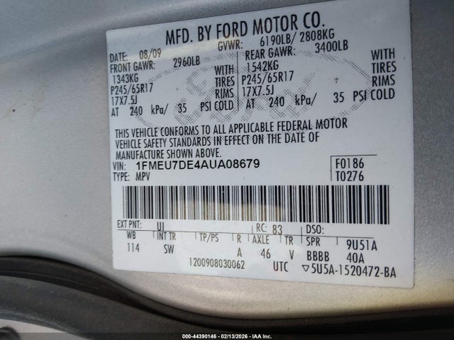 2010 FORD EXPLORER 1FMEU7DE4AUA08679 Photo 8