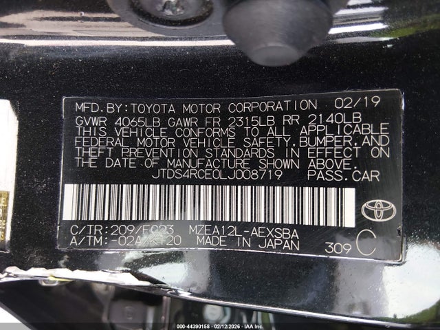 JTDS4RCE0LJ008719 Toyota COROLLA SE