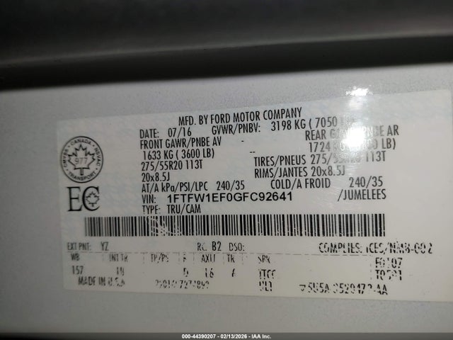 2016 FORD F-150 1FTFW1EF0GFC92641 Photo 8