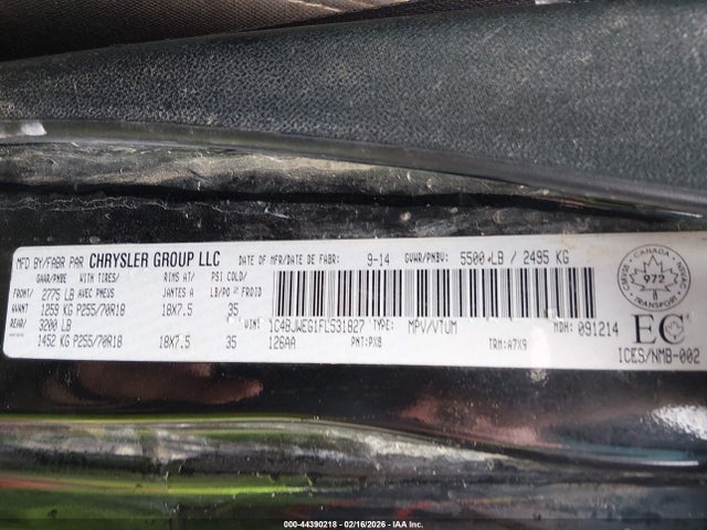 Продаж на аукціоні авто 2015 Jeep Wrangler Unlimited Sahara, vin: 1C4BJWEG1FL531827, номер лоту: 44390218