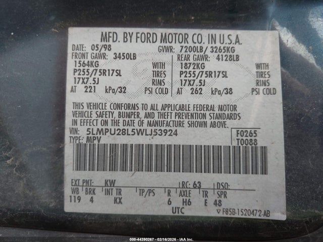 1998 LINCOLN NAVIGATOR 5LMPU28L5WLJ53924 Photo 8