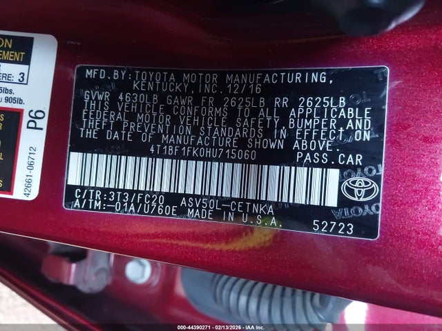 Toyota CAMRY LE 2017 4T1BF1FK0HU715060 Image 9