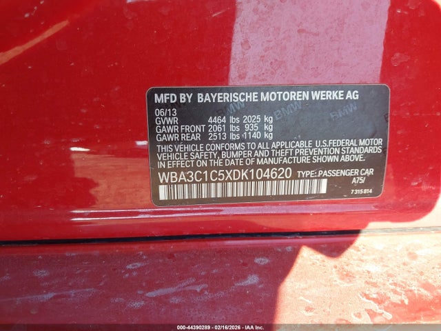 44390289 :رقم المزاد ، WBA3C1C5XDK104620 vin ، 2013 Bmw 328i مزاد بيع