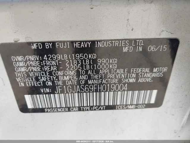 JF1GJAS69FH019004 Subaru Impreza 2.0i Limited