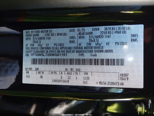 1FT6W5L72SWG01151 Ford F-150 Lightning Lariat