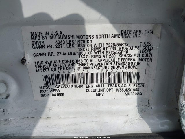 2014 MITSUBISHI OUTLANDER SPORT 4A4AP4AU1EE027543 Photo 8
