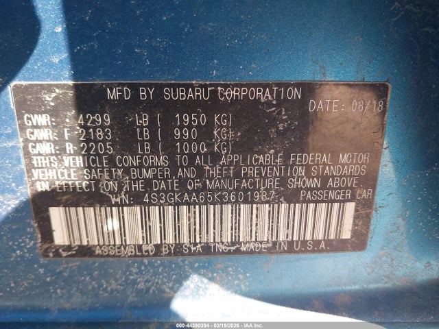 4S3GKAA65K3601987 Subaru Impreza 2.0i